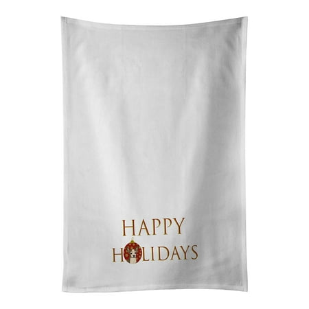 

Chihuahua Silver and Tan Happy Holidays White Kitchen Towel Set of 2 19 in x 28 in