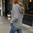 thumbnail image 5 of Women's Ribbed Hooded Sweater - Loose Buttoned Pullover Long Sleeve Sweatshirt - Lightweight Fall Daily Versatile Tops, 5 of 8