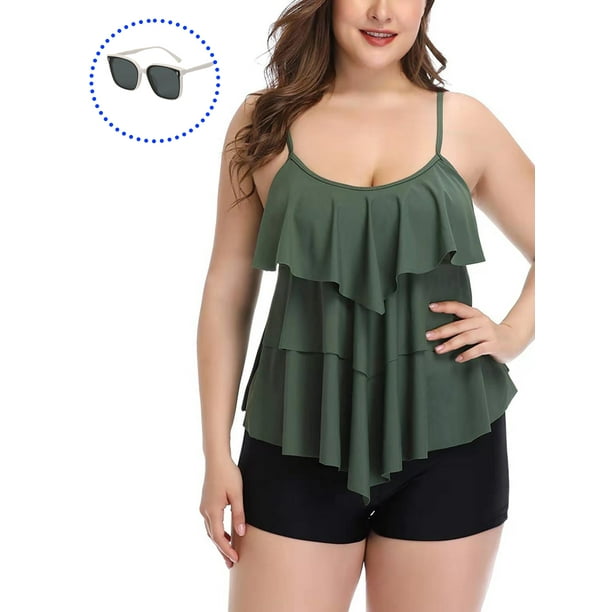 Phocas Plus Size Swimsuit for Women TwoPiece Tankini Bathing Suits