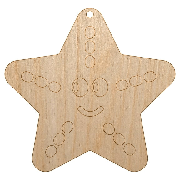 Starfish Doodle Wood Holiday Christmas Tree Ornament Unfinished DIY Pre-Drilled Craft
