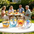 thumbnail image 4 of Artisanal Seahorse Glassware, 2D Seahorses Stemless Wine Glasses, Ocean Fantasy Embossed Glass Collection, Handcrafted Marine Animal Bar Glass, Coastal Home Decor Gift, 4 of 7