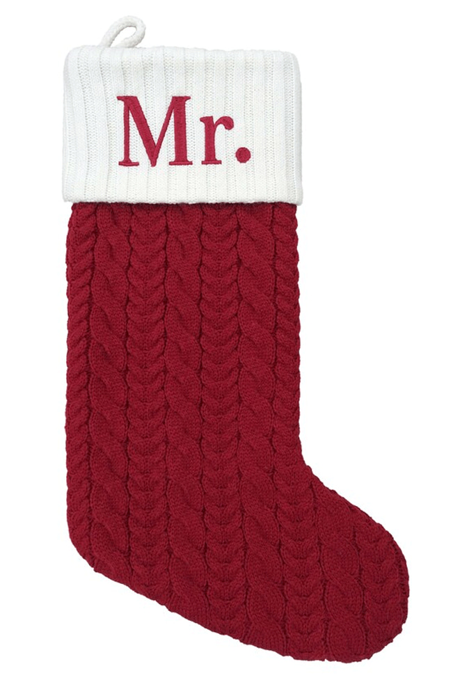 NEW Cable Knit 21" Monogram Christmas Stocking Mrs 