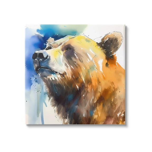 Stupell Industries Abstract Watercolor Bear Animals & Insects Painting Gallery Wrapped Canvas Art Print Wall Art, 17 x 17