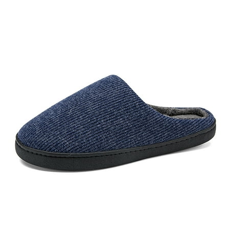 Fuzzy Slipper Memory Foam Slipper Plush Slip On Winter Warm Bedroom Shoes Indoor Slippers Comfort Large size for Men Womem Blue 40-41
