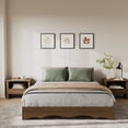 thumbnail image 2 of Minimalist Wave Edge Wood Platform Bed Frame – Sturdy Slat Support, Noise-Free, Easy Assembly, No Box Spring – Twin Size, Walnut, 2 of 8