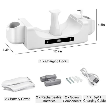 TSV Charging Station Fit for Oculus/Meta Quest 3 Headset and Controller, Wall Mount Charging Dock with 2 Rechargeable Batteries, VR Charging & Storage Stand