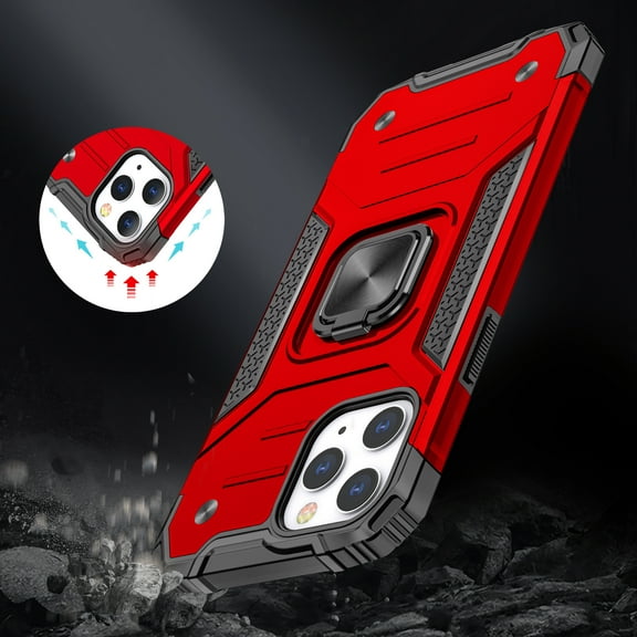 For iPhone 12/12 Pro Case Magnetic Kickstand Shockproof Cover   Tempered Glass
