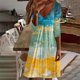 thumbnail image 2 of Vestido de jersey con cuello en V y manga larga estampado a la moda para mujer Pompotops hdfakjf8369, 2 of 5