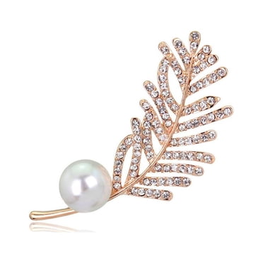 Brooch Pin Women Rhinestone Leaf Faux Pearl brooch Women Decor Jewelry Xmas Sweater Brooch Pin Female Wedding Jewelry