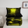 thumbnail image 3 of YST Fluorescent Yellow Geometric Comforter Set Full Size 3D Stereoscopic Square Bedding, Glowing Neon Geometry Bedding Comforter Sets Soft Microfiber Modern Abstract Quilt with 2 Pillowcases, 3 of 5