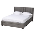 thumbnail image 2 of Baxton Studio Coronado Mid-Century Modern Transitional Grey Fabric Full Size 3-Drawer Storage Platform Bed, 2 of 14