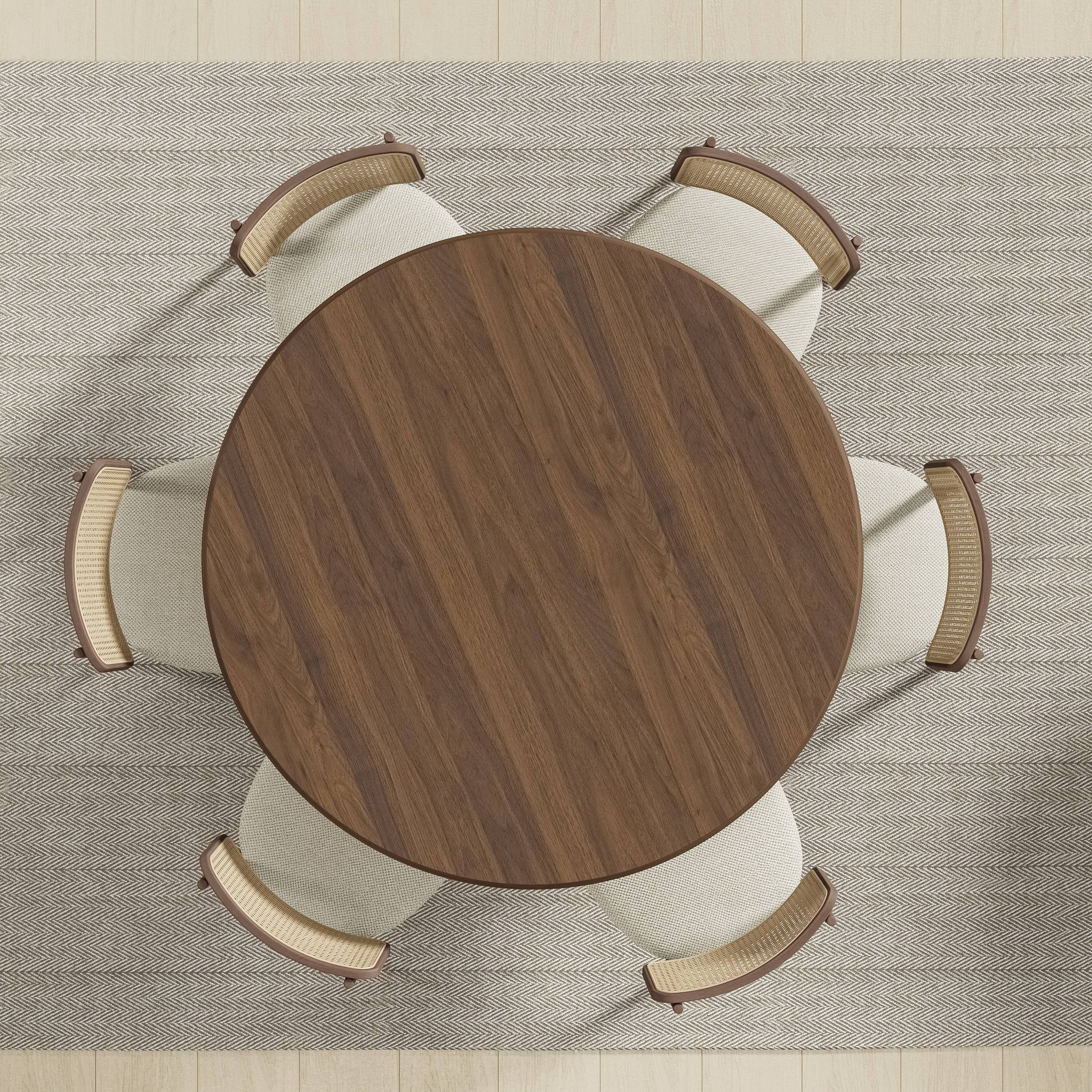 MAYEERTY 52" Wooden Round Rustic Dining Table for Dining Room Kitchen, Walnut