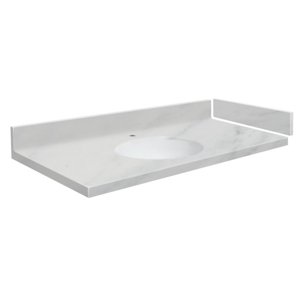 Transolid VT40x221OI91AW1 40 in. Solid Surface Vanity Top with Single Hole and Oval