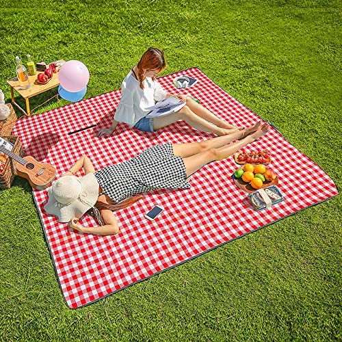 Large Picnic Outdoor Blanket, Waterproof Foldable Blankets Gingham Picnic  Mat for Beach, Camping on Grass Picnic Blankets