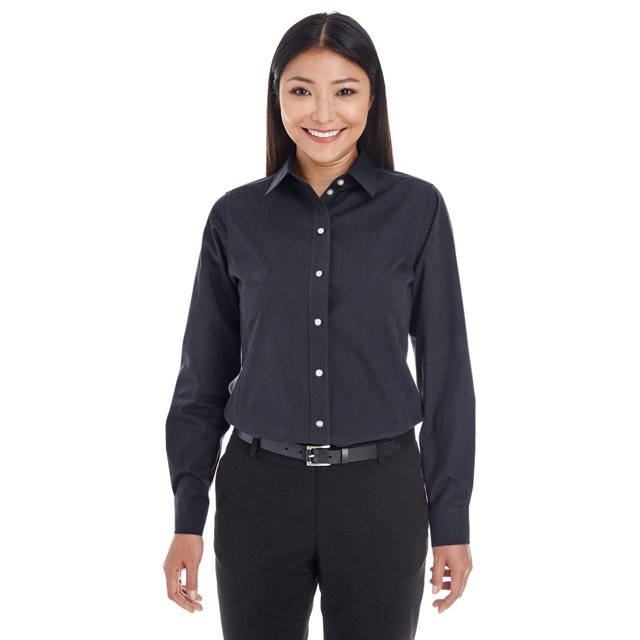 Camisa a rayas Crown Woven Collection® para mujer NEGRO/ GRAFITO M Devon & Jones DG534W