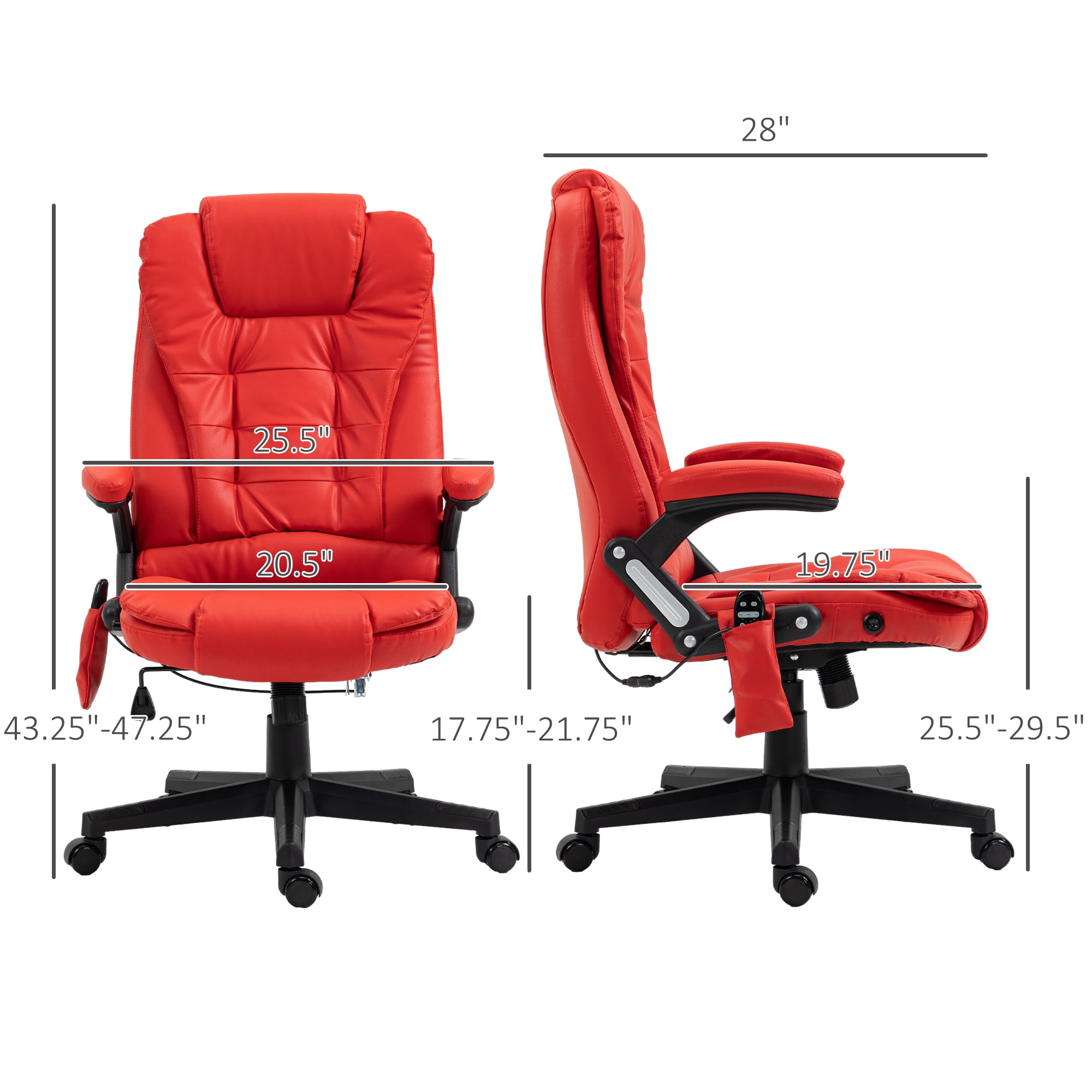 HOMCOM High Back Vibration Massage Office Chair with 6 Vibration Points, Heated Reclining PU Leather