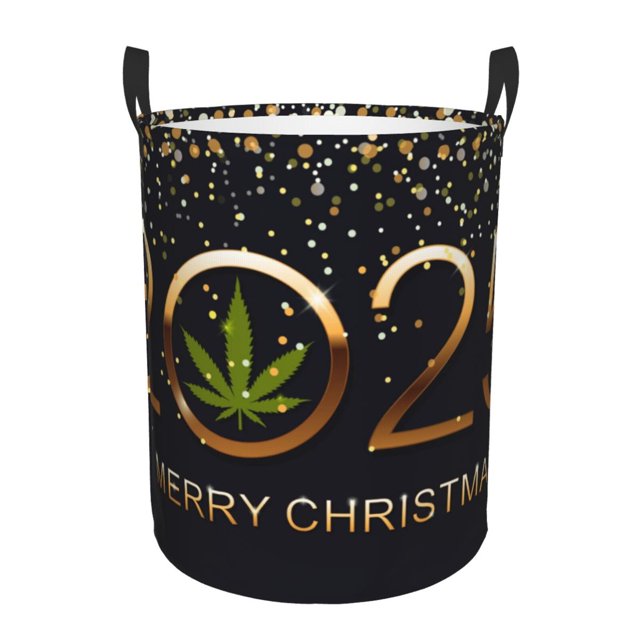 Balery 2025 And Merry Christmas Cesta de ropa redonda con asas, impermeable, independiente, para ropa, juguetes, dormitorio y familia-Small