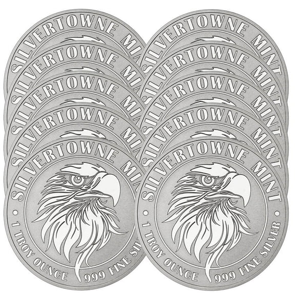 Collectible Lot of 10 - 1 Troy oz Mighty Eagle .999 Fine Silver Round