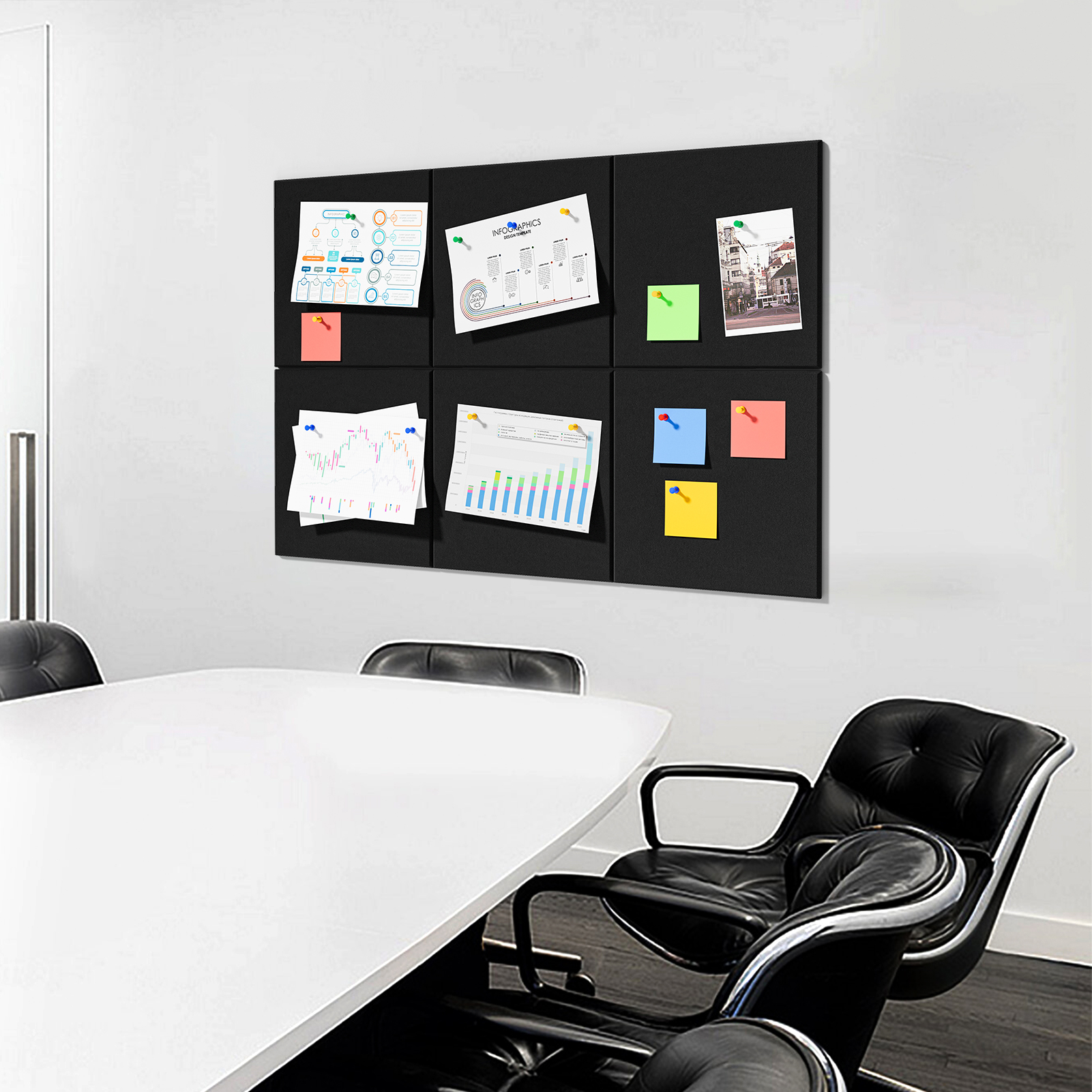 MaxGear Felt Bulletin Board Wall Tiles, 6-Pack photo 6