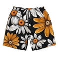 thumbnail image 2 of Honeii's Yellow White Daisy Pattern Print Men's Casual Shorts with Drawstring，Swim Trunks Quick Dry Beach Shorts, 2 of 5