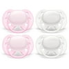 Philips Avent Ultra Soft Pacifier, 0-6 months, Arctic White / Pink, 4 pack, SCF214/41
