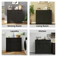 thumbnail image 5 of Dining Room Server Farmhouse Black Double Tilt Out Trash Cabinet for 20 Gallon Trash Cans, Free Standing Recycling Cabinet with Hideaway Drawer, Barn Door Style Laundry Sorter Cabinet, Tilt Out Trash, 5 of 19