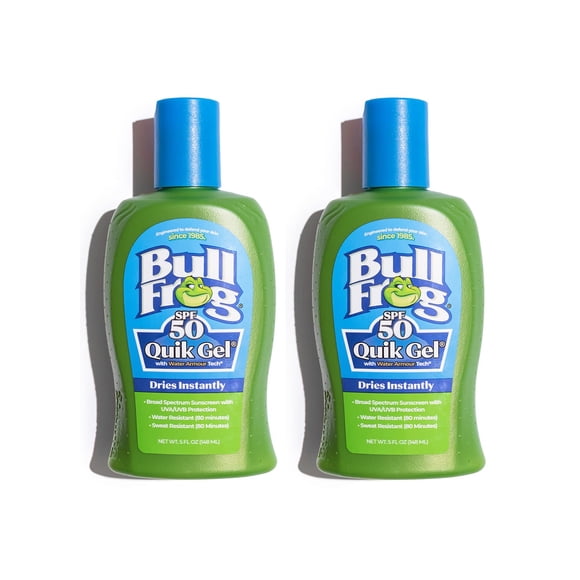 Protector solar Bullfrog Quik Gel SPF 50 de amplio espectro, 150 ml x 2
