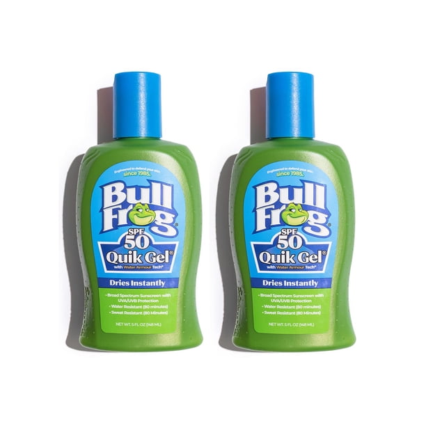 Protector solar Bullfrog Quik Gel SPF 50 de amplio espectro, 150 ml x 2