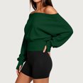 thumbnail image 6 of cocolona Off Shoulder Cropped Sweatshirts for Women Solid Color Long Sleeve Casual Shirts Sporty Trendy Fall Outfits, 6 of 7