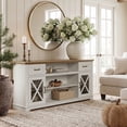 thumbnail image 7 of LEGAHOME TV Stand for 70 Inch TV, Modern Farmhouse TV Stand with Barn Door, 2 Drawers and 2 Storage Cabinets, Wooden Television Media Console, White, 7 of 7