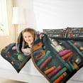 thumbnail image 4 of jejeloiu Cute Cat Queen Comforter Set,Reading Books Theme Bedding Sets,Retro Bookshelf Bedding Comforter Set For Child,Lightweight Room Decor Reversible,3pcs, 4 of 8