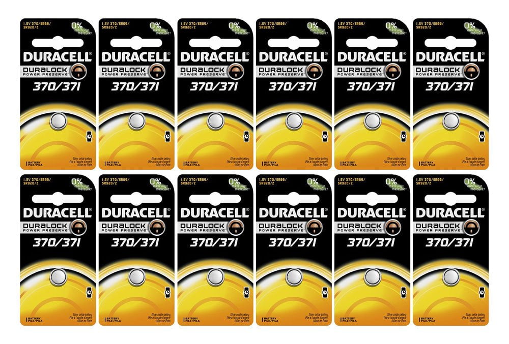 12-Pack Duracell 370/371 Batteries 1.5 Volt Silver Oxide Coin Button