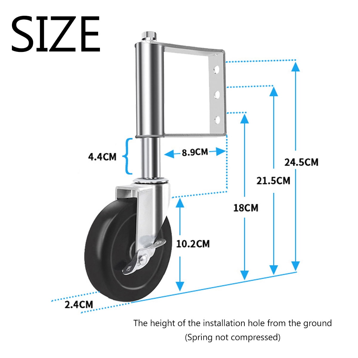 Spring Loaded Gate Wheel, Sturdy Construction with Built-in Spring Design for Aesthetically Pleasing Operation on Wooden Gate, Metal Tube Gate, Fence (4 Inch)