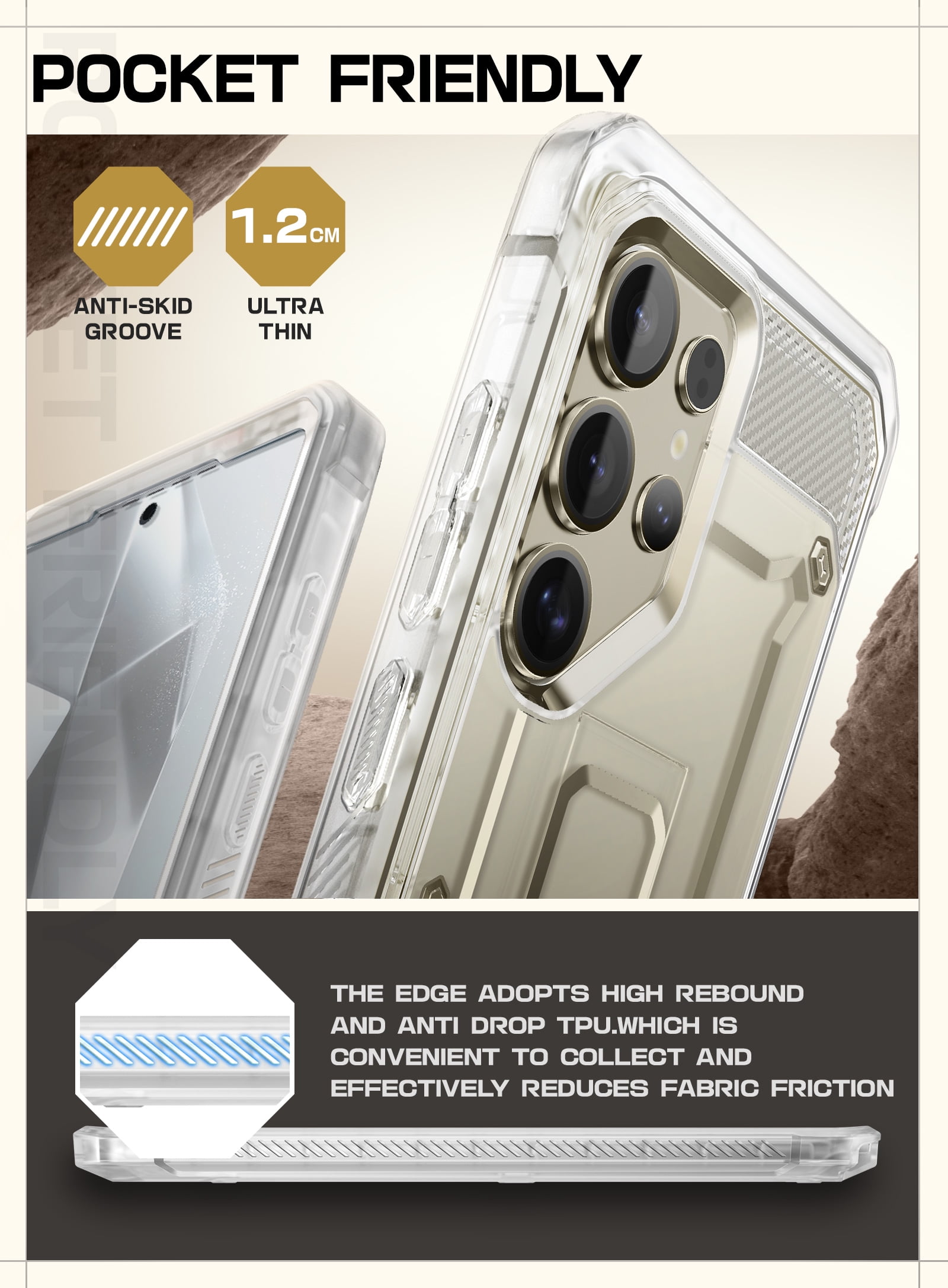 SUPCASE for Samsung Galaxy S25 Ultra Case with Stand, [Unicorn Beetle Pro] [2 Front Frames] [Built-in Screen Protector & Belt-Clip] Military-Grade Protection Phone Case for Galaxy S25 Ultra, Clear