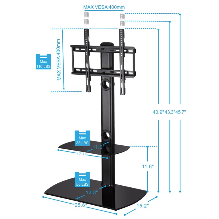 FITUEYES Universal Floor TV Stand with Swivel Mount Height