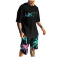 thumbnail image 3 of Jinhomg Summer Beach Outfits for Men 2025 Hawaiian Palm Tree Print T-Shirts with Shorts Sets 2 Piece Lightweight Comfy Holiday Vacation Outfits Black L, 3 of 6