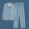 thumbnail image 2 of Fengactive Men's Pajama Set Long Sleeve Button Down Collared Top Elastic Waist Pants 2 Piece Lounge Sleepwear Set, 2 of 6