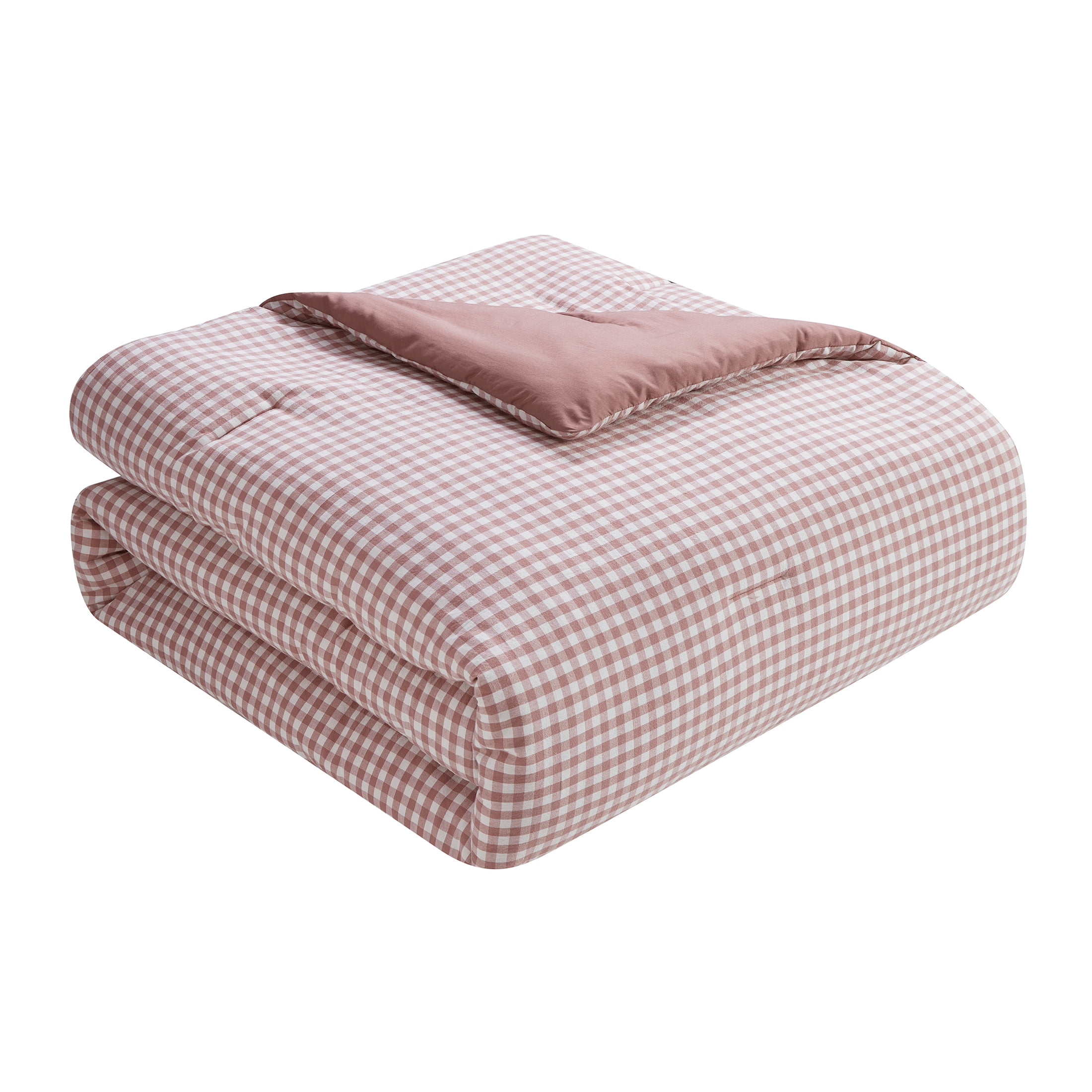 My Texas House Collins 3-Piece Dusty Mauve Gingham Cotton Comforter Set, King