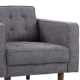 thumbnail image 4 of Armen Living Element Modern Linen Fabric & Wood Chair in Dark Gray/Walnut, 4 of 6