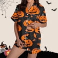 thumbnail image 2 of Tnhcen Women's Halloween Cute Floral Print Button-Up Shirt & Elastic Waist Shorts 2-Piece Sleepwear Set - Fit Pocket Details Soft & Cozy Pajamas Set (S-2XL), 2 of 8