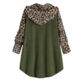 thumbnail image 2 of Ropa Kawaii para mujer, Sudadera con capucha de estilo lindo, chaqueta con orejas de gato, manga larga abotonada, retales con estampado de leopardo, estampado de leopardo, 2 of 3