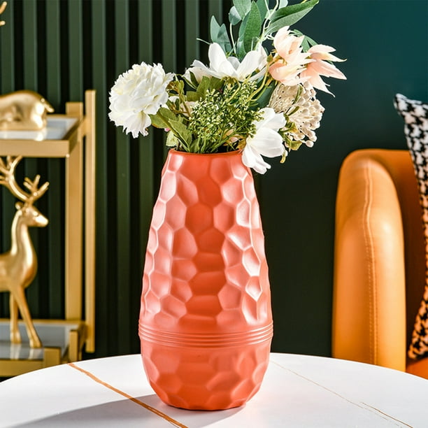 Jarrón de Imitación de Plástico Esmaltado, Arreglo Floral para Sala de Estar, Decoración de Mueble de Tv, Decoración de Flores Secas, Maceta, Utensilio para Flores