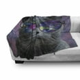 thumbnail image 3 of Cosmic Cat Soft Flannel Fleece Throw Blanket, Funny Grey Kitten with Retro Round Sunglasses on Galactic Background, Cozy Plush for Indoor and Outdoor Use, 50" x 70", Grey and Multicolor, by Ambesonne, 3 of 6
