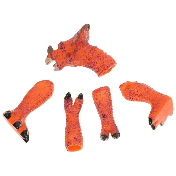 Kids Interactive Dinosaur Finger Puppet Toy for Childhood Education Orange Plastic 1 Set