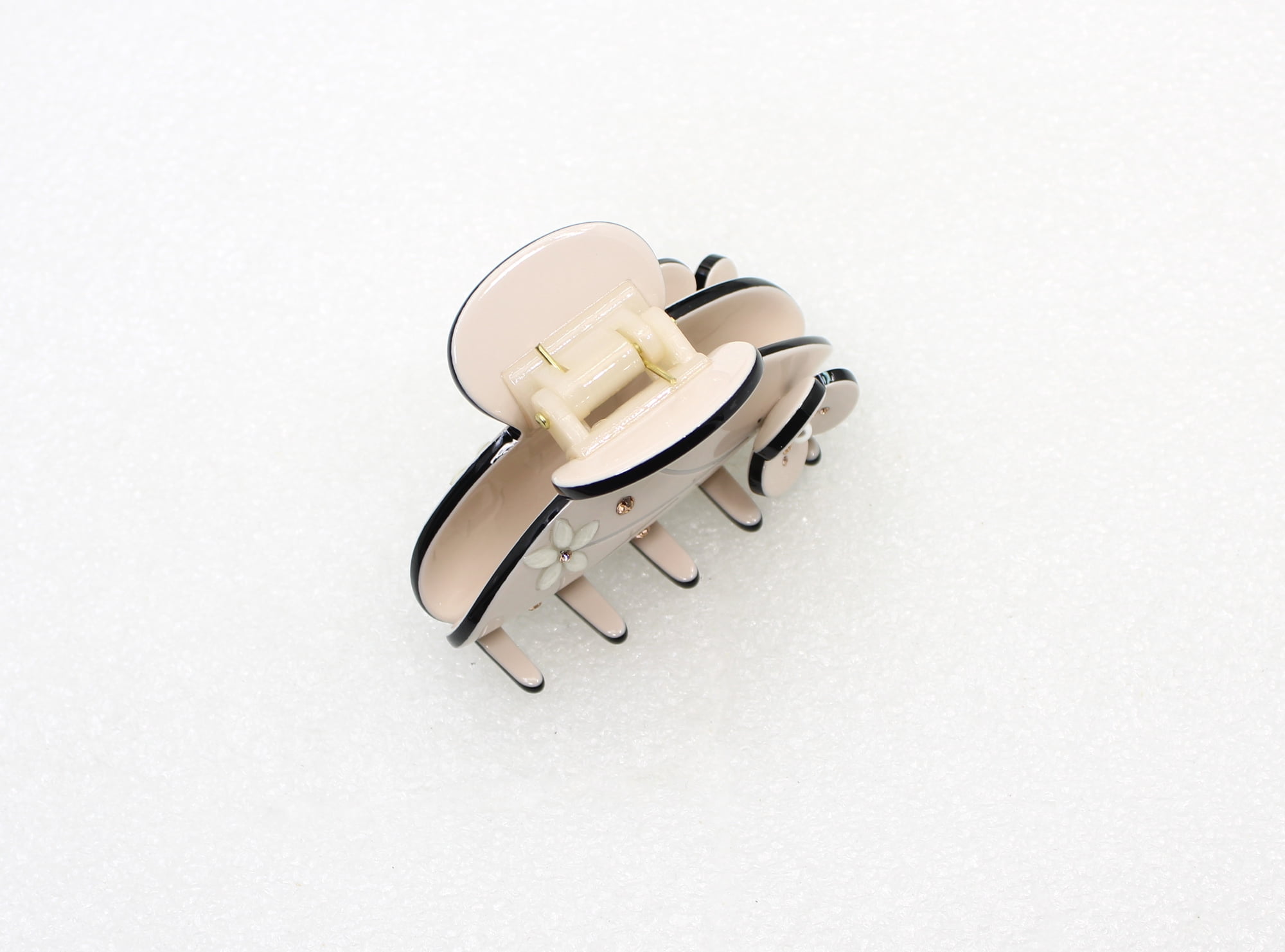 Faship Champagne Cellulose Acetate Floral Art Deco Hair Claw Clips