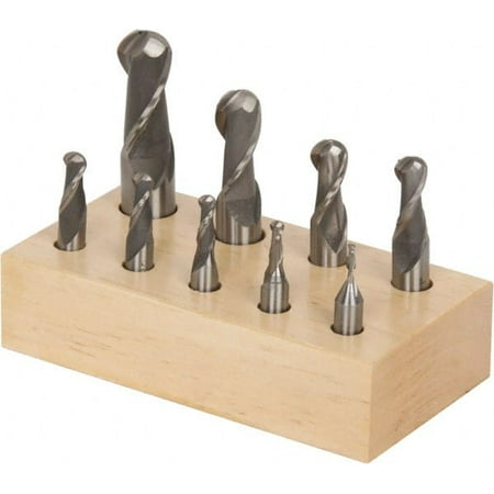 

Value Collection 1/8 to 3/4 2 Flute Ball End Mill Set Uncoated HSS Single End 3/8 1/2 3/4 Shank Diam Centercutting