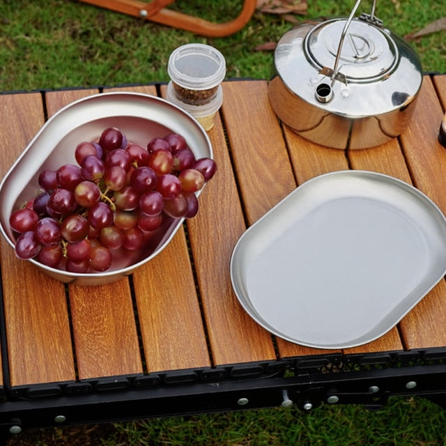 Cuenco de acero inoxidable para mezclar, utensilios de cocina, recipiente para alimentos fácil de limpiar, cuenco ligero para acampar, para cocinar,