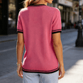 thumbnail image 6 of Women Short Sleeve Sweater Summer Crew Neck Dressy Casual Soft Knit Pullover Tops Trendy,XL,#03 Hot Pink, 6 of 6