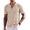 Classic Apricot & White, variant on Men's Knit Shirts Short Sleeve Button Up Polo Shirt Fashion Casual Summer Beach Shirts