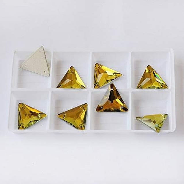 ZOUSSIQI Rhinestone Triangle Flat Back Crystal Glass NO Hotfix Sew On Rhinestones Crystal for Decoration Dress Clothing Jewelry Accessories - (Color: Light Topaz/Size: 22mm-24pcs) CA919-42112
